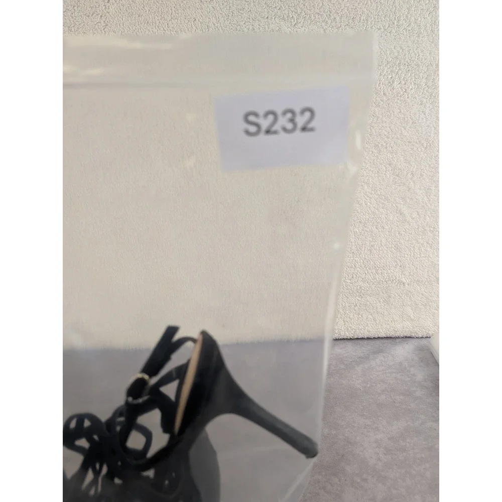 Mossimo Womens Black Caged Stiletto Heels Faux Suede Strappy Sandals Size 10
